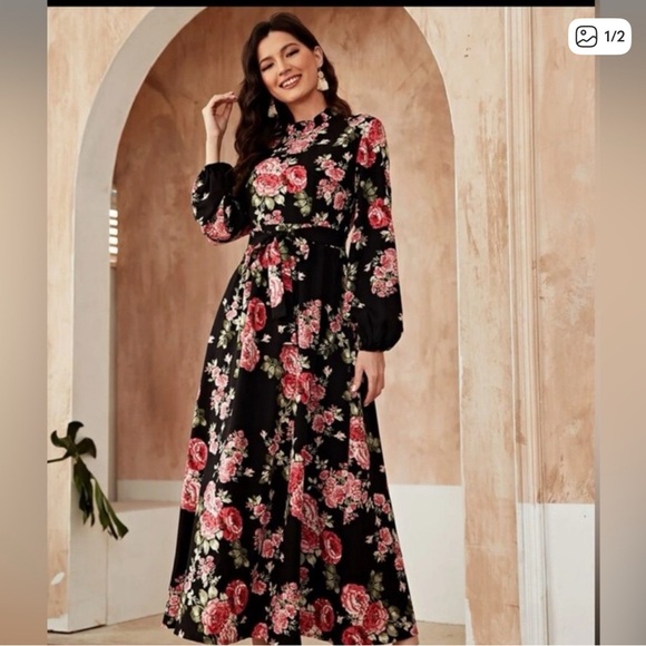 SHEIN Black Floral Maxi Dress - Picture 2 of 2